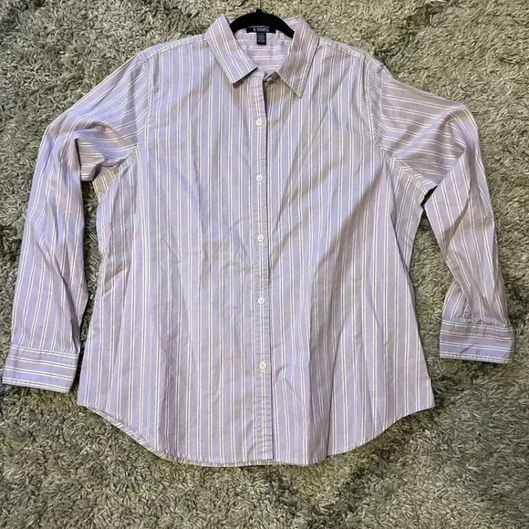 Chaps women’s button downs classic stripe size XL 100% cotton (S118) - Picture 6 of 8